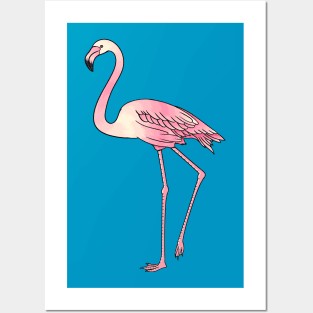 Flamingo bird cartoon illustration Posters and Art